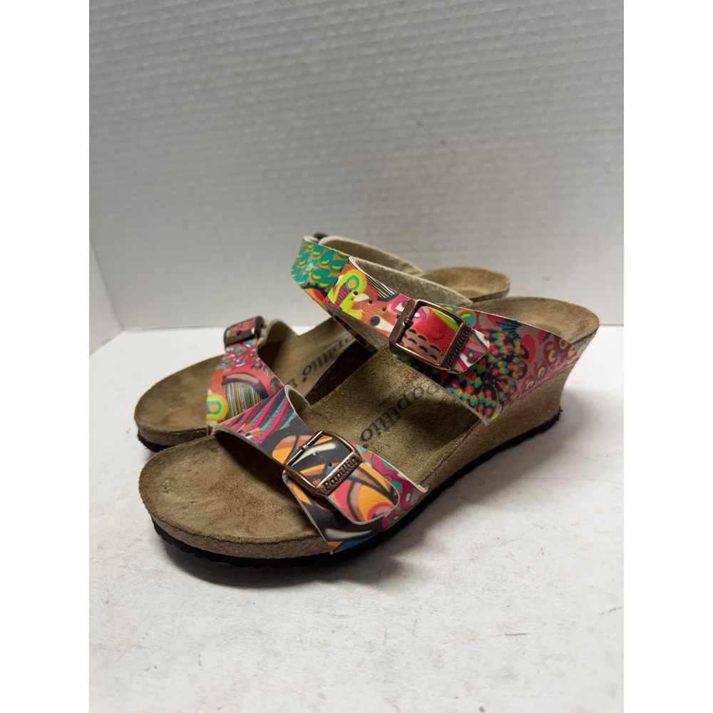 Papillio Birkenstock Multi Color Abstract Print Wedge Sandals Size 36 L5 M4